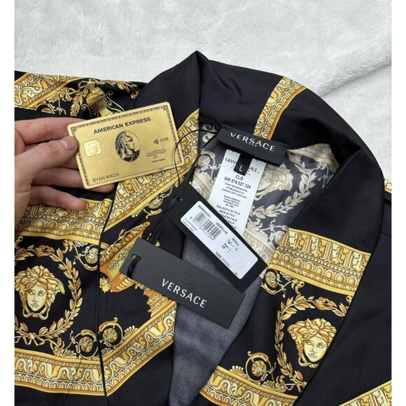Versace Black / Gold Baroque Silk Robe - Picture 5 of 5